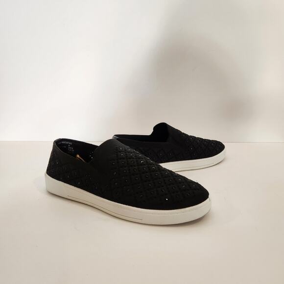 WHITE MOUNTAIN Black Bling Slip On Slip Resistant Knit Fashion Sneakers Women 6M - Picture 1 of 9